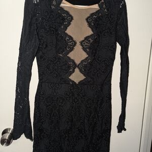 For Love And Lemons Black Lace Long Sleeve Dress